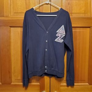 Delta Zeta Cardigan DZ Sorority Navy Blue with Stiched Letters L